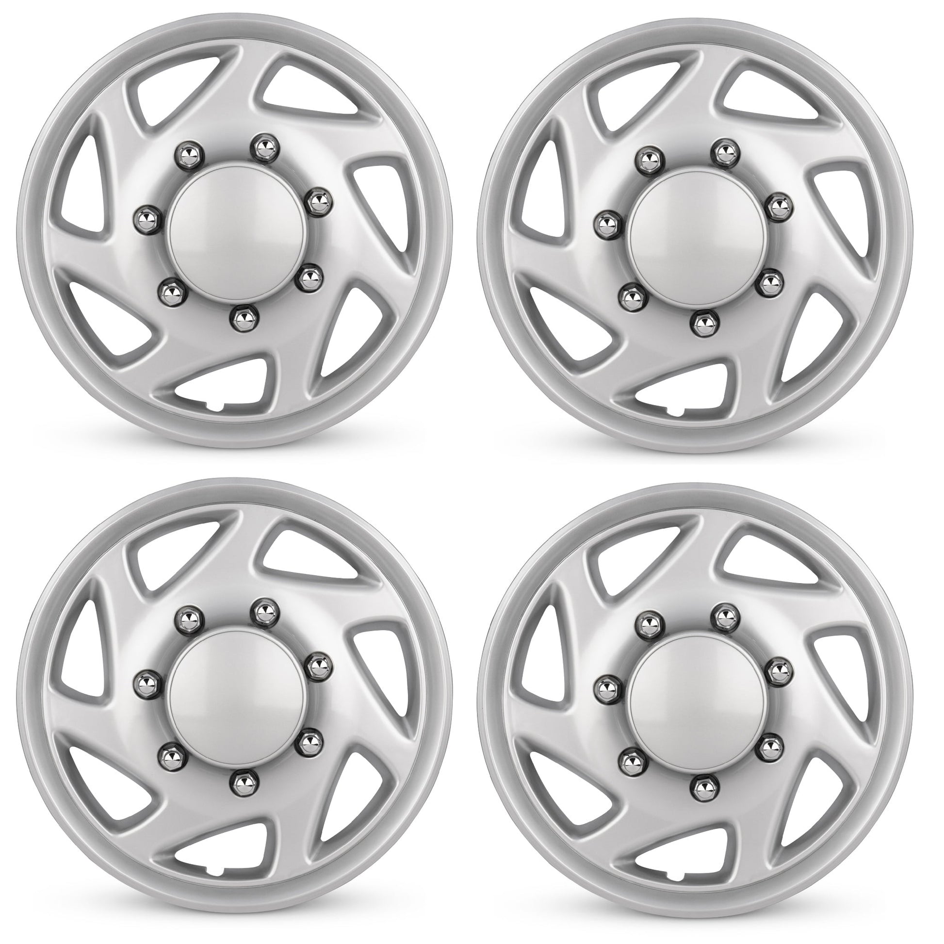 New 16 Inch Hubcaps For 1995-2011 Ford E250 - Set of 4 Silver - Wheel Covers