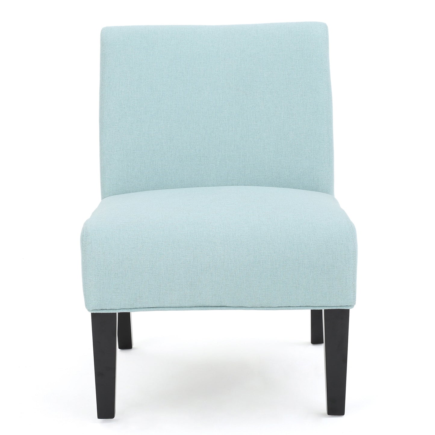 Noble House Cassie Fabric Slipper Chair, Light Blue and Matte Black