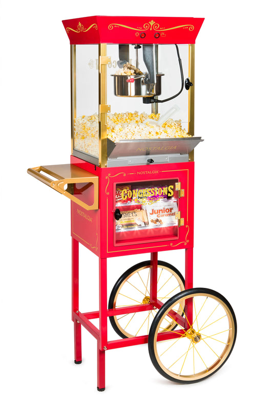 Nostalgia NKPCONCRT10RD Vintage New 10-Ounce Professional Popcorn & Concession Cart - 59 Inches Tall