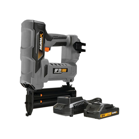 NuMax S18VBR50 18 Volt Cordless 18-Gauge 2" Brad Nailer Kit with Lithium Ion Battery, Charger and Nails – 1000 Shots per Charge