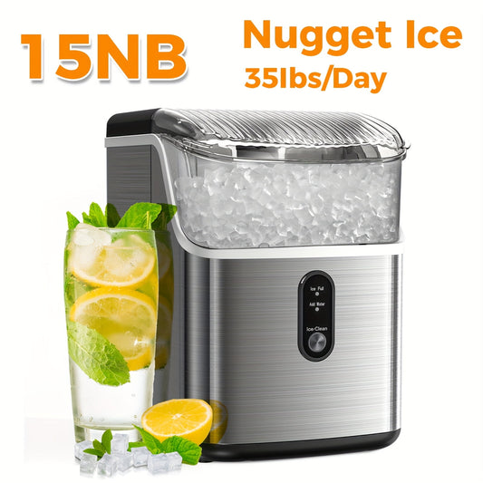 Nugget Countertop Ice Maker - Soft Chew Pellet Ice (44 lbs/24hrs) or Bullet Ice (26 lbs/24hrs), Self-Cleaning, Sonic Ice, One Touch Operation - Portable Stainless Steel for Home, Kitchen, Office