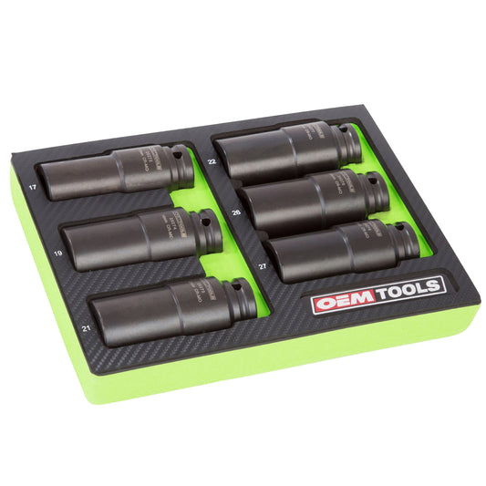 OEMTOOLS 25276 6 Pack Crank Bolt Socket Set, Metric Deep Socket Set, Crank Bolt Removal Tool, 6pt Socket Set, Impact Socket Set 1/2 Drive