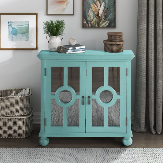OakvillePark Newhalem Wood Storage Accent Cabinet, Aqua