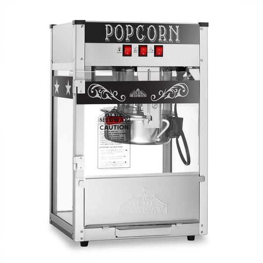 Olde Midway Commercial Popcorn Machine, Bar Style Popper with 8 Ounce Kettle, Black