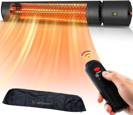 Outdoor Heaters for Patio, Nertpow Electric Infrared Patio Heater 1500W Wall-Mounted Garage Indoor/Outdoor Ceiling Backyard Decks Overheat Protection IPX5 Waterproof Space Heater with Remote Control