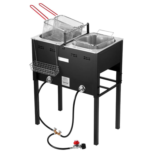 Outdoor propane fryer, double tank independent fast heating system, commercial large-capacity camping picnic frying equipment