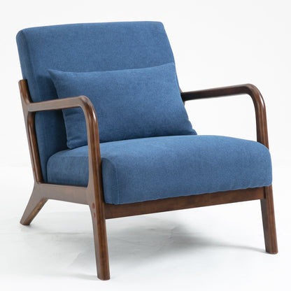 PORKISS Modern Arm Chair Velvet Fabric Upholstered Comfy Reading Accent Chair with Solid Wood Frame and Pillow, Armchair Comfort Club Chair Lounge Chair for Living Room Bedroom Sunroom, Grey