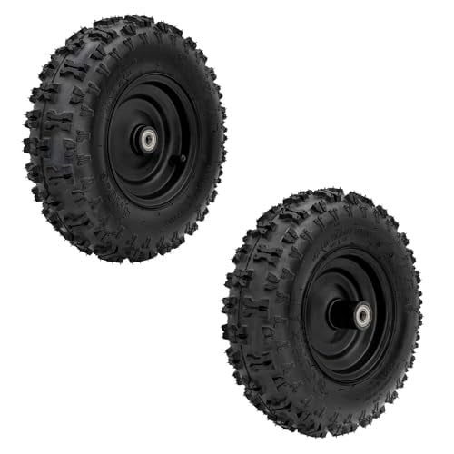 Pair 4.10-6 Go Kart ATV Tubeless Tire with Rim and 6001ZZ Bearings | Front Tires Rims for Scooter Quad Bikes 4 Wheelers