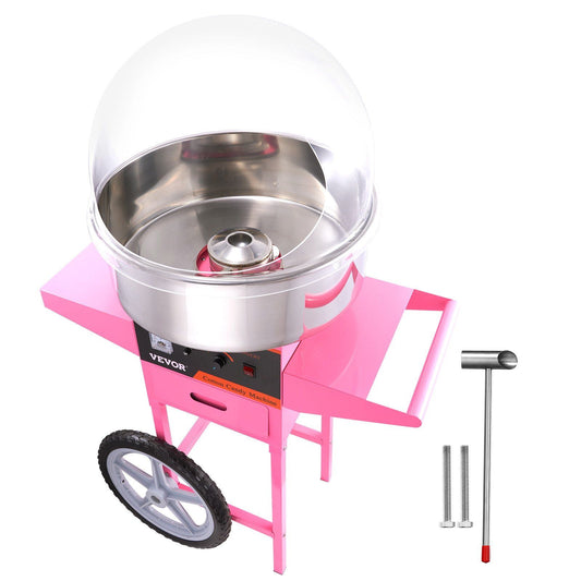Pink Electric Cotton Candy Machine with Bubble Shield, 1000W High Power, Stainless Steel Bowl – Ideal for Home, Kids Birthday, Carnival (Includes Accessories)