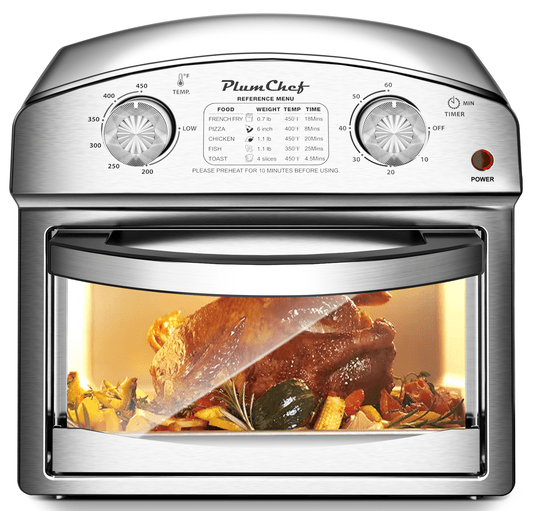 Plum Chef Air Fryer, 13QT Air Fryer Toaster Oven Combo, Large Convection Countertop Oven, Silver, 1500W