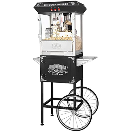 Popcorn Machine with Cart and Stainless-Steel Kettle