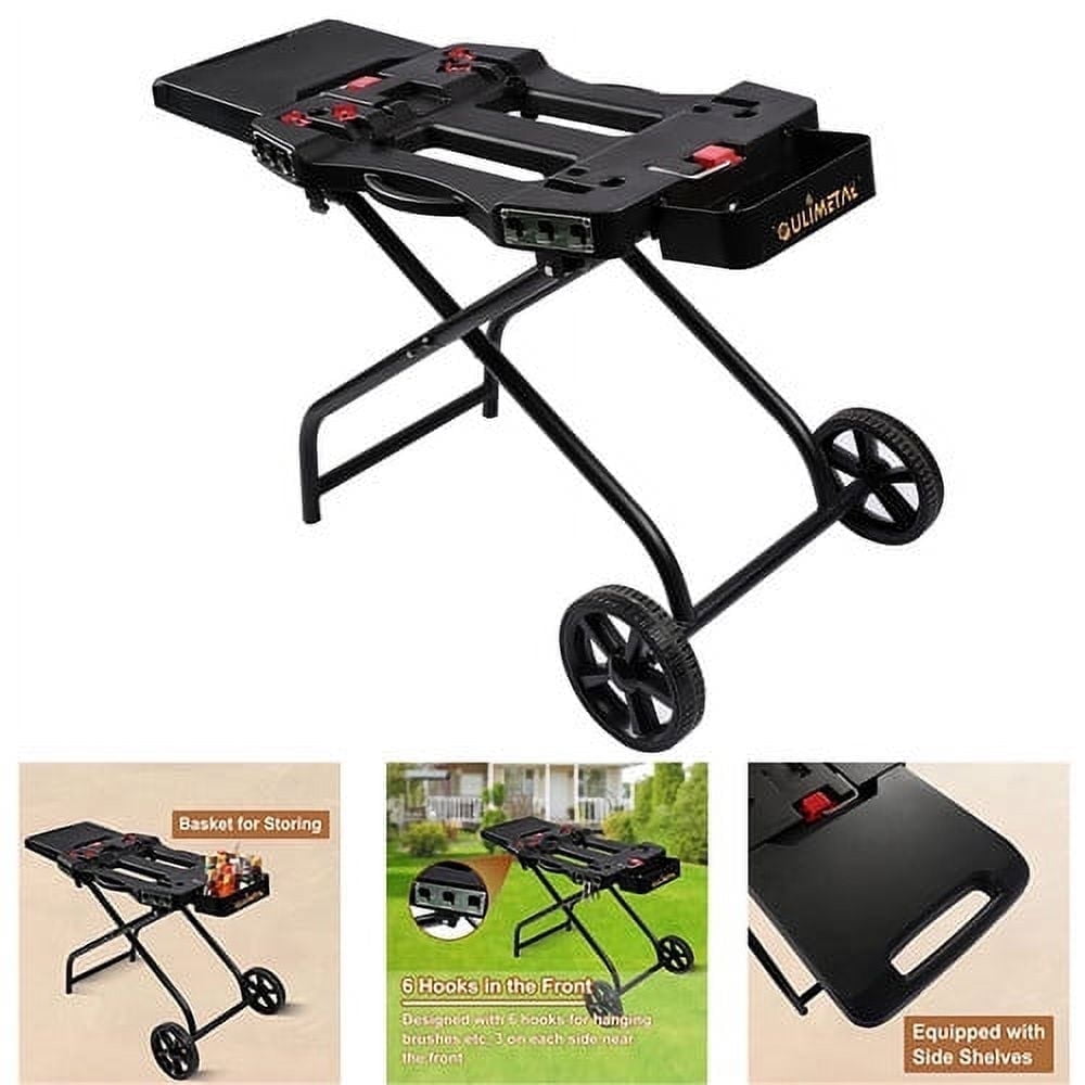 Portable Grill Cart for Weber Q1000, Q2000 Series Gas Grills and Blackstone 17” 22” Table Top Griddles, Portable Griddle Stand