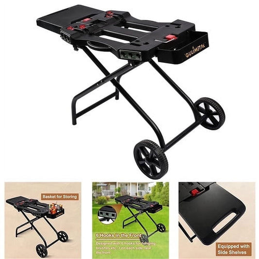 Portable Grill Cart for Weber Q1000, Q2000 Series Gas Grills and Blackstone 17” 22” Table Top Griddles, Portable Griddle Stand