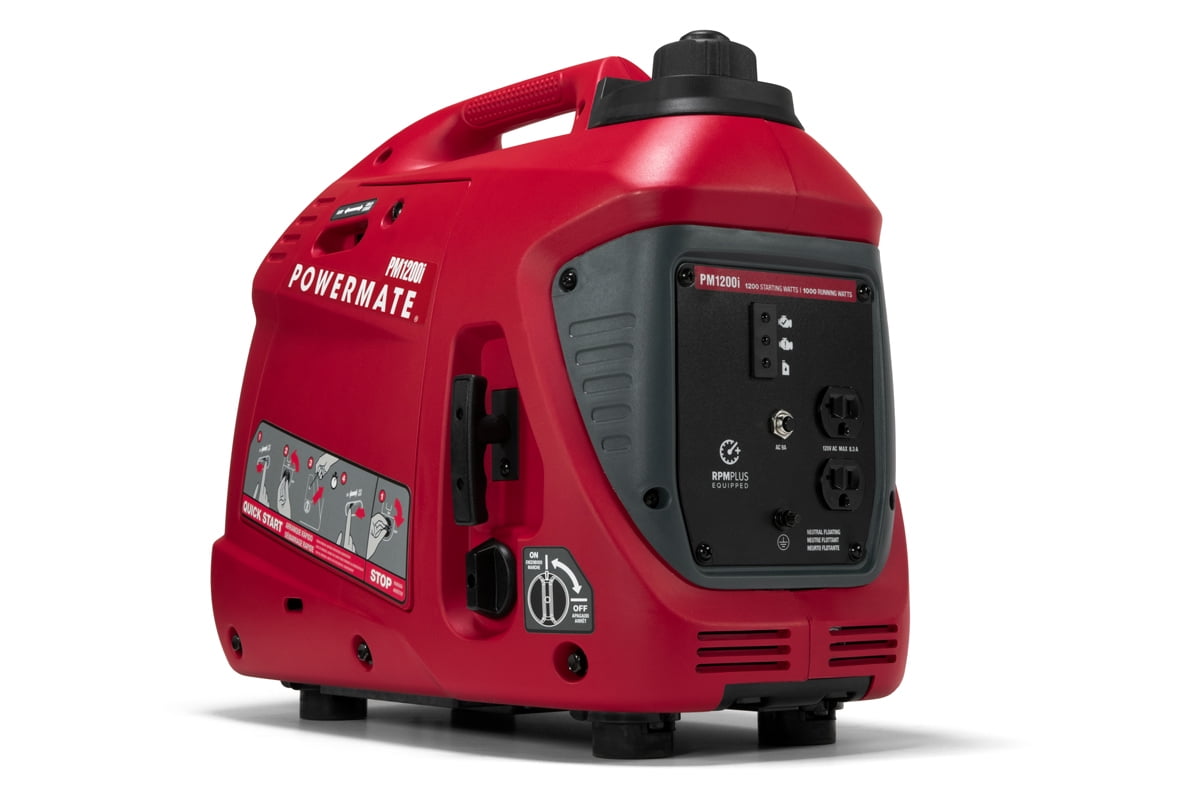 Powermate PM1200i - 1200 Watt Manual Start Gasoline Powered Inverter Generator, Powered by Generac, 50 ST