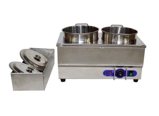 PreAsion 2 Round Pan Food Warmer Bucket Warmer Countertop Steam Table Soup Food Warming