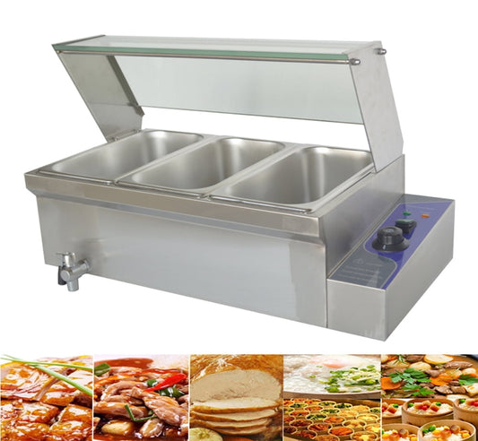 PreAsion 3-Pan Food Warmer Catering Kitchen Electric Heating Cooking Warming Stove