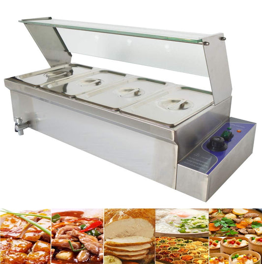 PreAsion 4-Pan Food Warmer Catering Kitchen Electric Heating Cooking Warming Stove