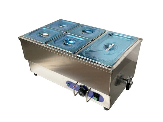 PreAsion 5-Pot Food Soup Warmer Steam Table Canteen Kitchen Buffet Heat Commercial
