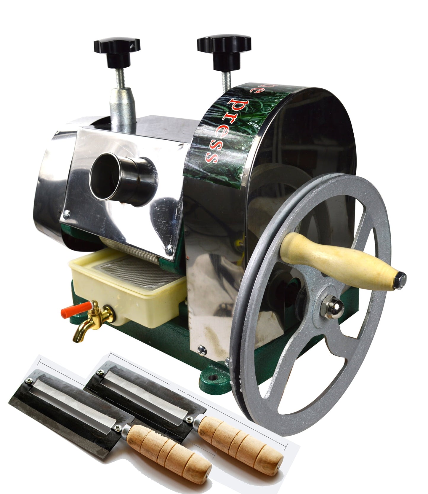 PreAsion Sugar Cane Pess Juicer Machine Manual Sugarcane Juice Extractor with Stainless Steel Shell and 2 Knives