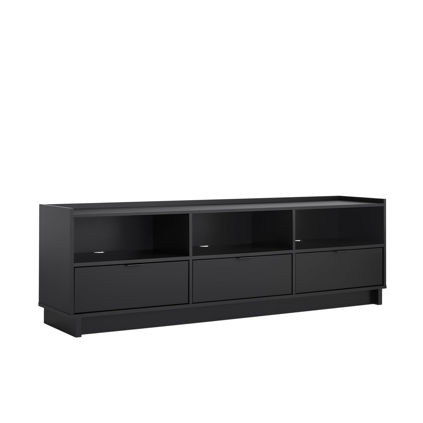 Prepac Simply Modern TV Stand, Black Storage Cabinet with Shelves, Living Room Storage Cabinet 70.25" W x 22" H x 16" D, BCTR-1821-1