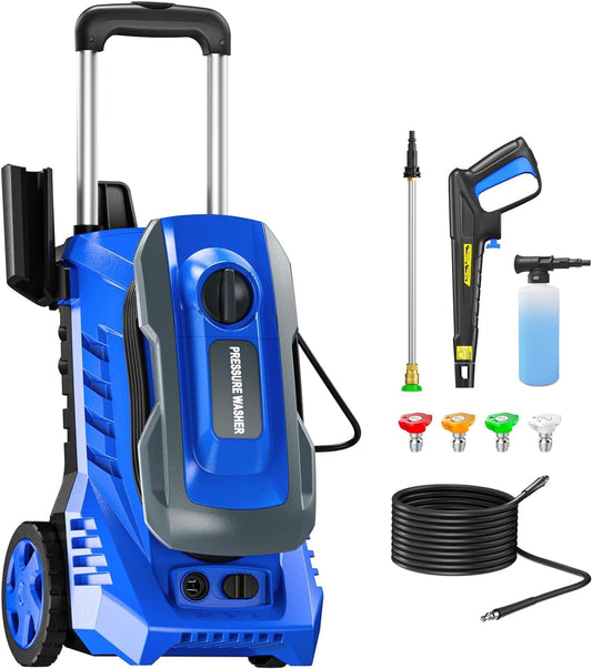 Electric Pressure Washer 4800PSI-Max 3.2GPM Power Washer Wash Machine Electric Powered with Foam Cannon for Car, Floor, Garage, Patio Washing, Blue