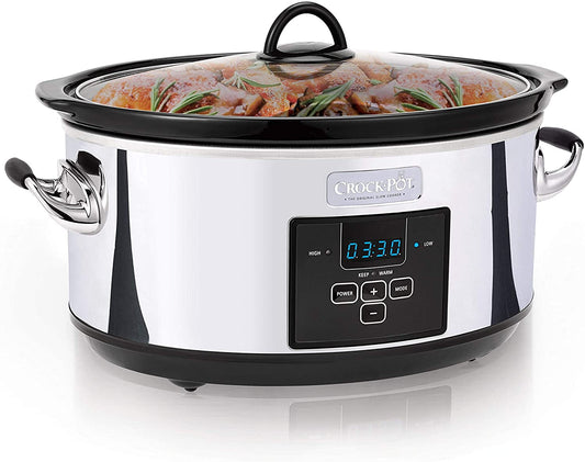 Quart Programmable Slow Cooker with Digital Timer, Platinum , Large Capacity for Family Meals