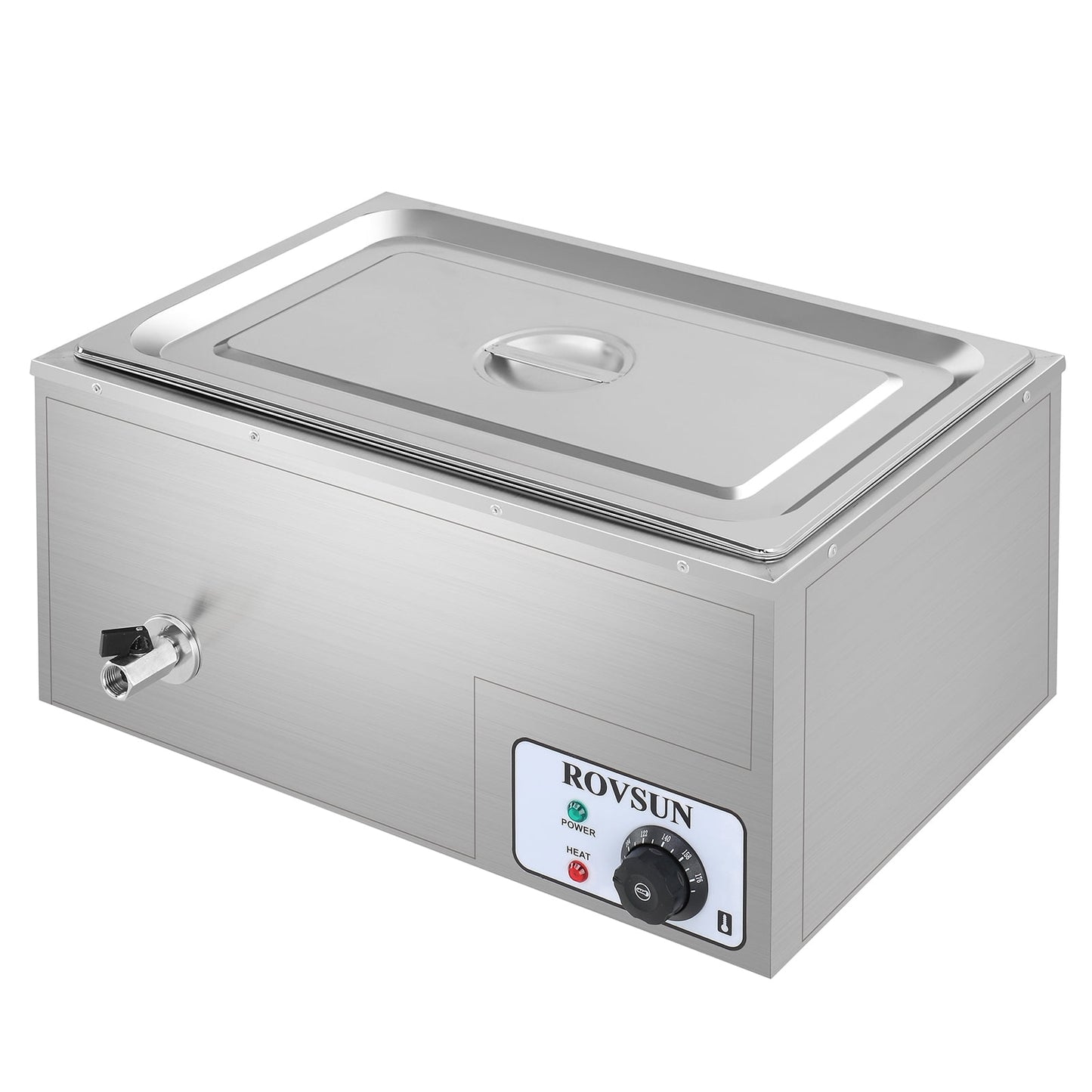ROVSUN 21QT Electric Commercial Food Warmer, Full Pan Stainless Steel Bain Marie Buffet Countertop w/ Temperature Control & Lid