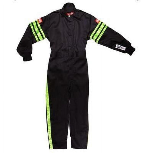 Racequip 1950796RQP, Black Suit Single Layer Kids X-Large Green Trim 0