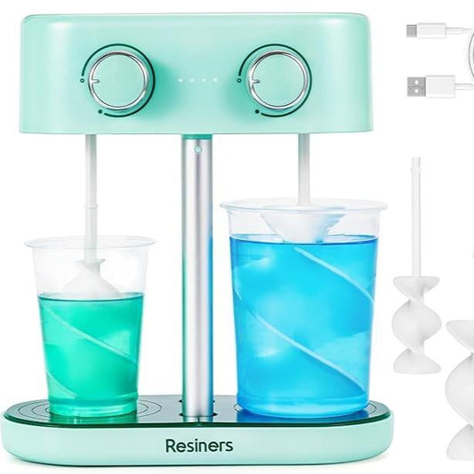 Resiners Dual-Head Resin Mixer（Silicone paddles）, Rechargeable Epoxy Mixer Portable Mixing Machine Multifunction Household Appliances