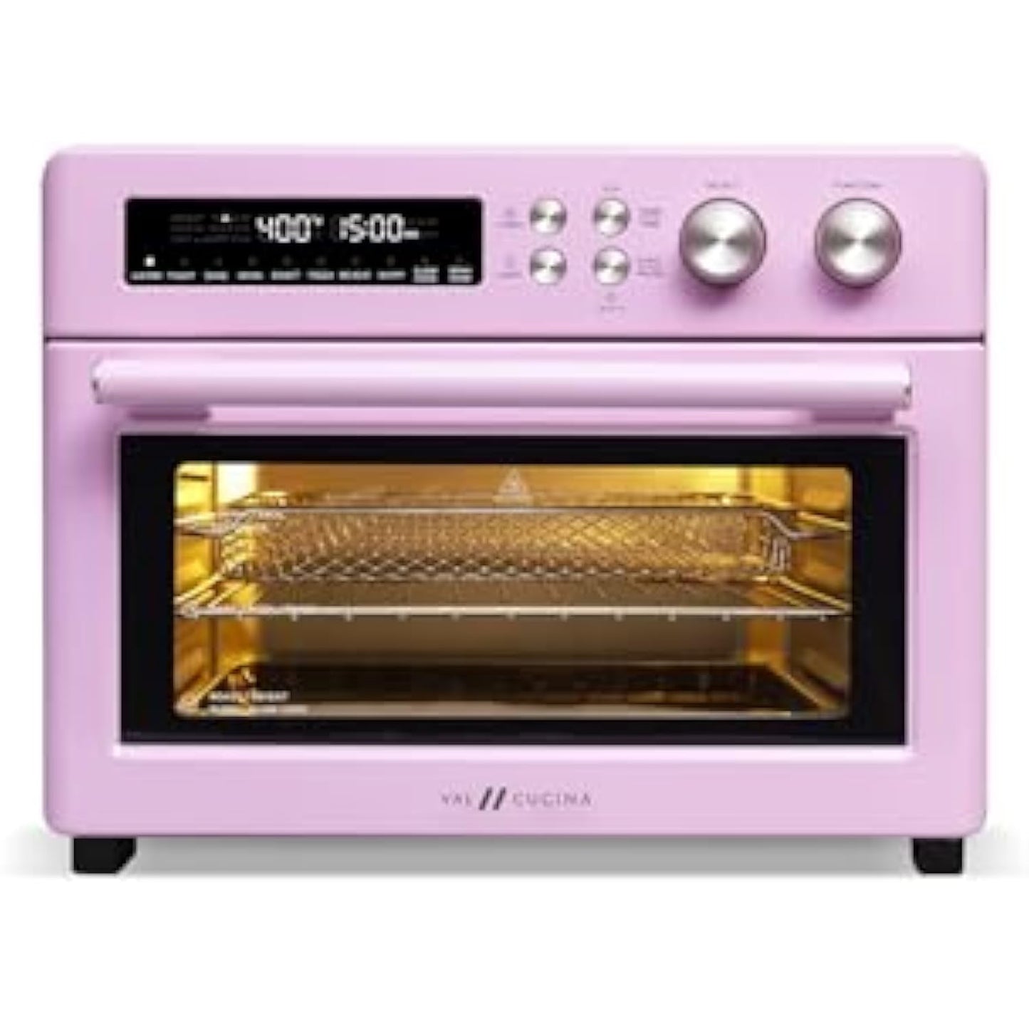 Retro Style Infrared Heating Air Fryer Toaster Oven, Extra Large Countertop Convection Oven 10-in-1 Combo, 6-Slice Toast, Enamel Baking Pan Easy Clean with Recipe Book, Classic Pink Color