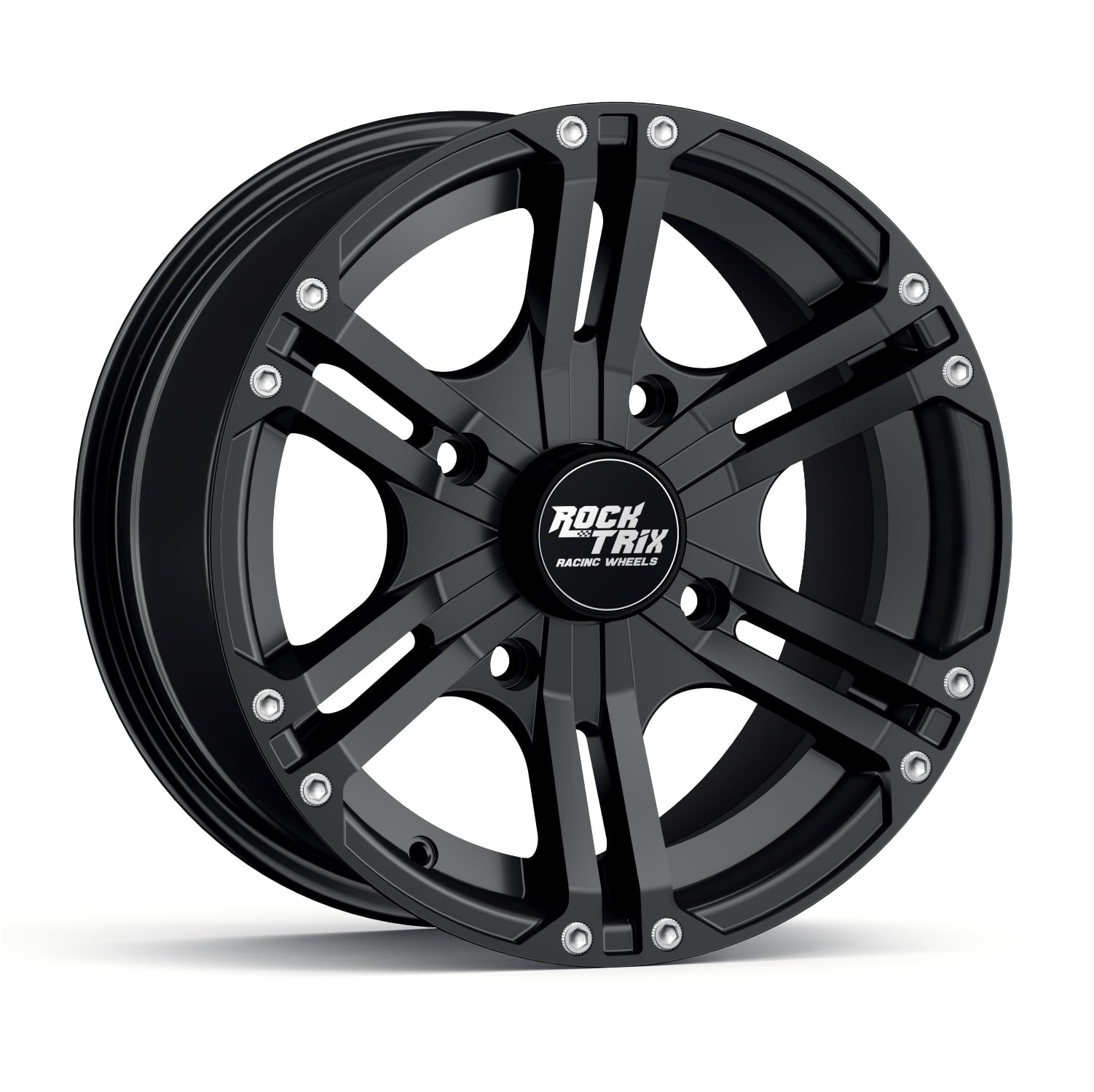 RockTrix RT101 14in ATV Wheel 4x110 Rim, 14x7, 5+2 Offset, For ATV UTV with IRS (Independent Rear Suspension), Compatible with Honda Kawasaki Yamaha Suzuki 4/110