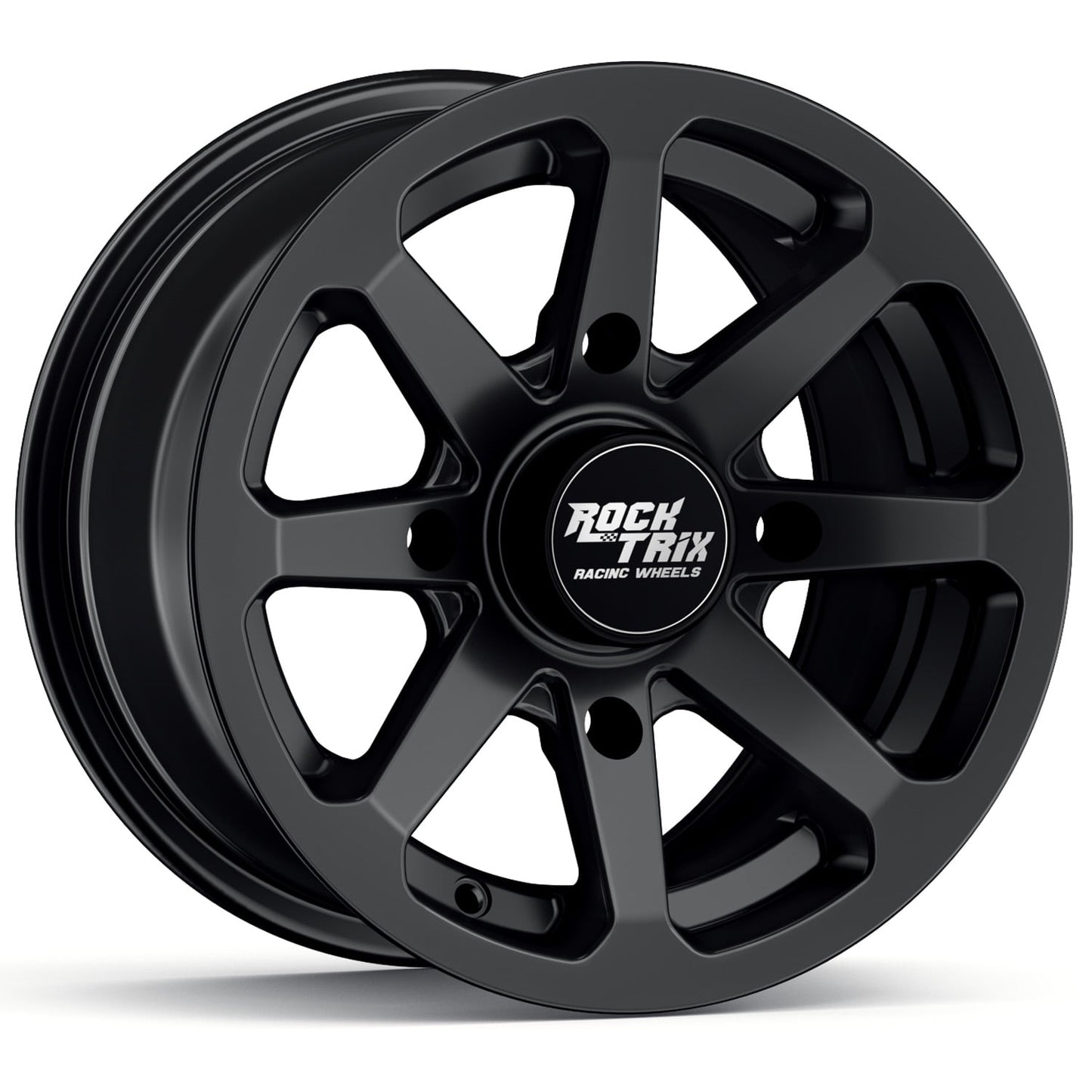 RockTrix RT102 12in ATV Wheel Rim 12x7 Matte Black, 4x156 Bolt Pattern, 4+3 offset, Compatible with Polaris Sportsman RZR Ranger (4/156)