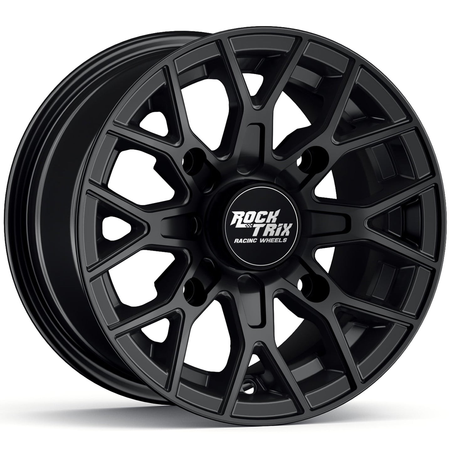 RockTrix RT104 14in ATV Wheel Rim 14x7 Matte Black 4x137, 5+2 Offset, Compatible with Bombardier Outlander CanAm Can-Am Can Am Commander Maverick Renegade Kawasaki 4/137