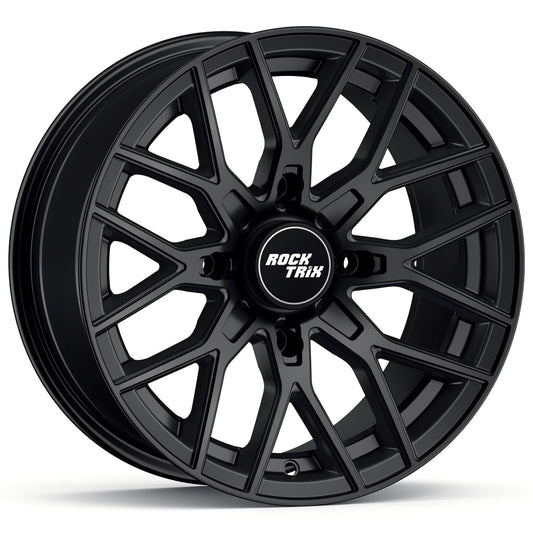 RockTrix RT104 15in Wheel 15x7 4x137, 4+3 Offset, ATV UTV SxS Rim, Compatible with Can Am Commander Max Defender Max Pro Maverick X3 Maverick Trail, 4/137 Matte Black