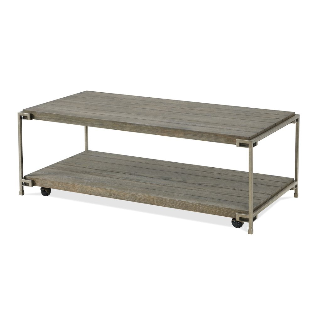 Roundhill Furniture Wood/Metal Corbeta Coffee Table with Casters in Gray