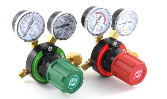 SÜA Oxygen and Acetylene V350 Regulators Combo - Compatible with Victor