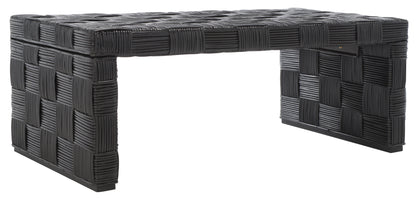 SAFAVIEH Adkin Coastal Checkered Rattan Coffee Table, Honey Natural/Kubu
