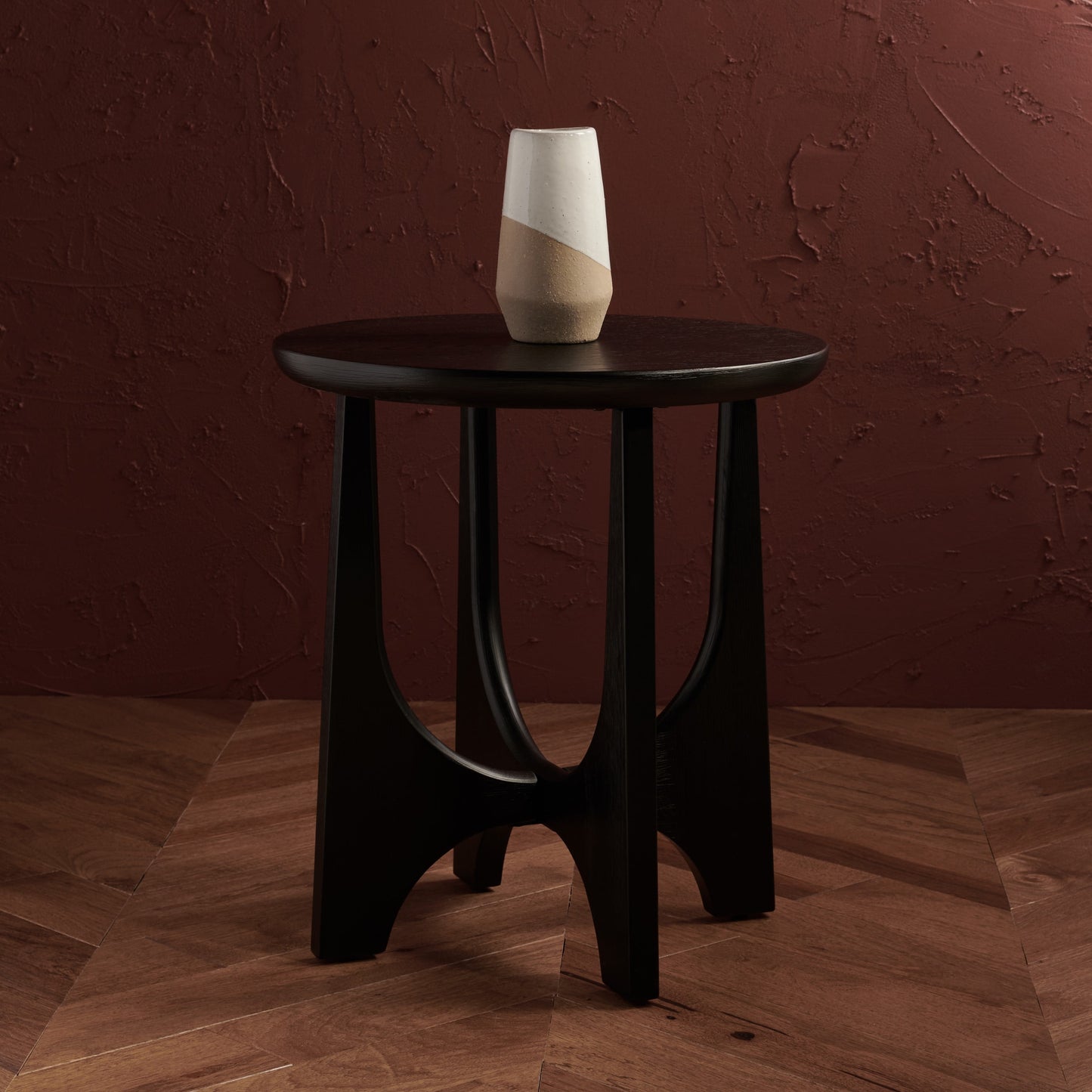 SAFAVIEH Couture Sasha Mid-Century Wood Round End Table, Black