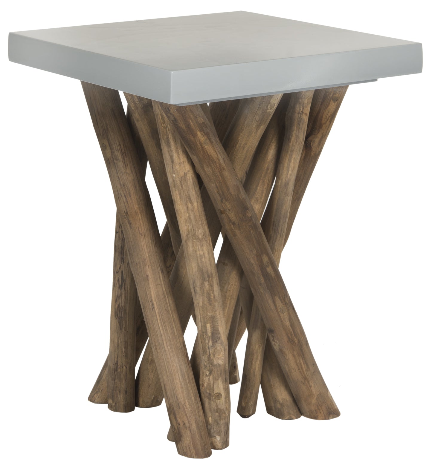 SAFAVIEH Hartwick Rustic Glam Branched Square Side Table, Grey/Natural