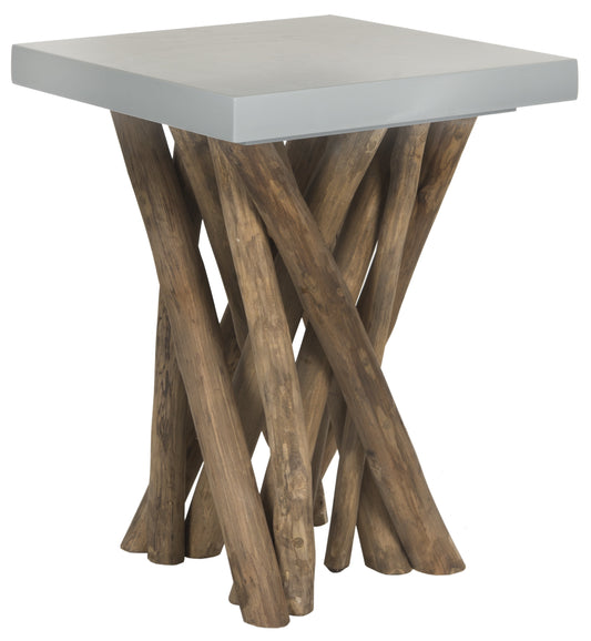 SAFAVIEH Hartwick Rustic Glam Branched Square Side Table, Grey/Natural