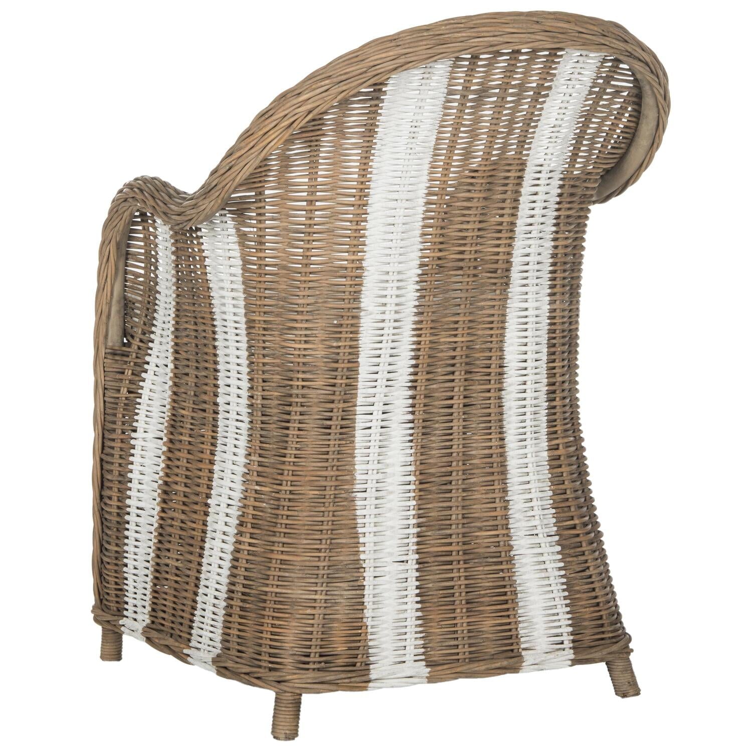 SAFAVIEH Hemi Striped Wicker Club Chair, Natural/White