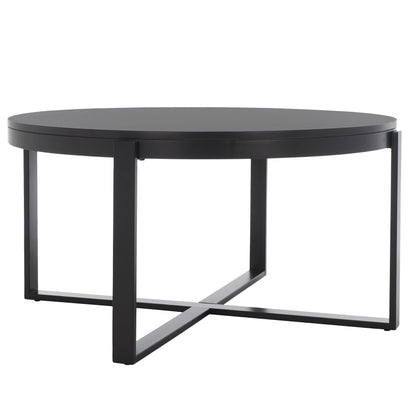 SAFAVIEH Navya Round Coffee Table, Black Top/Gold Legs
