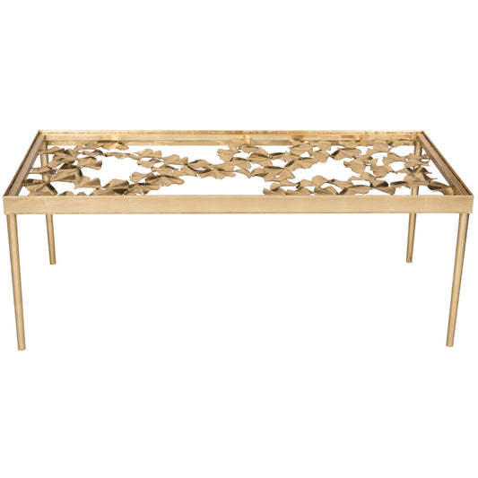 SAFAVIEH Otto 18 in. H Ginkgo Leaf Coffee Table, Gold/Clear
