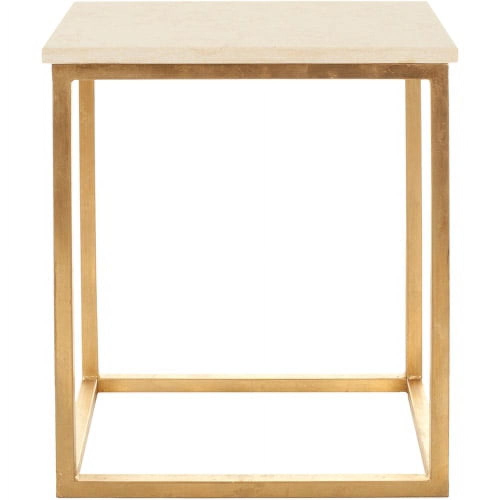 SAFAVIEH Tad 20.7 in. H Faux Marble Accent Table, Gold/Ivory Granite
