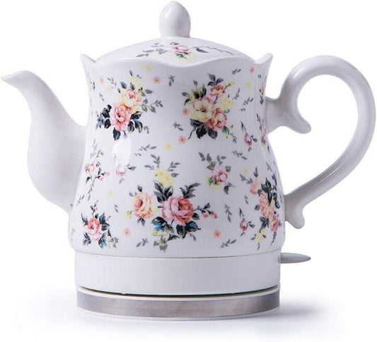 SEYFI Kettles,Ceramic Cordless Kettle Teapot-Retro 1.5L Jug, 1350W Water Fast for Tea, Coffee, Soup Fast/a