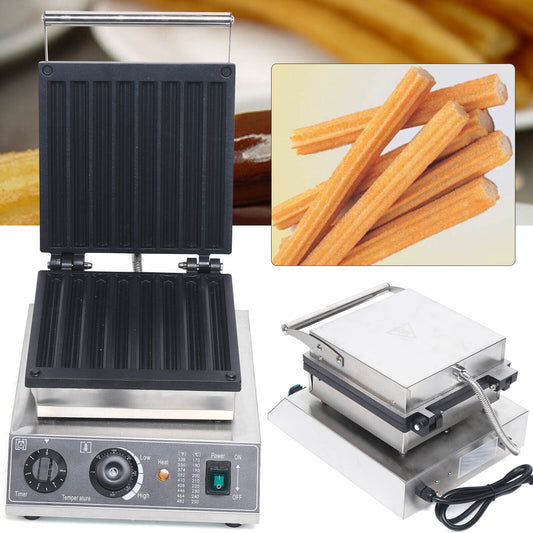 SHZICMY 8pcs Commercial Stainless Waffle Maker Machine Spanish Donut Baker Churros Maker