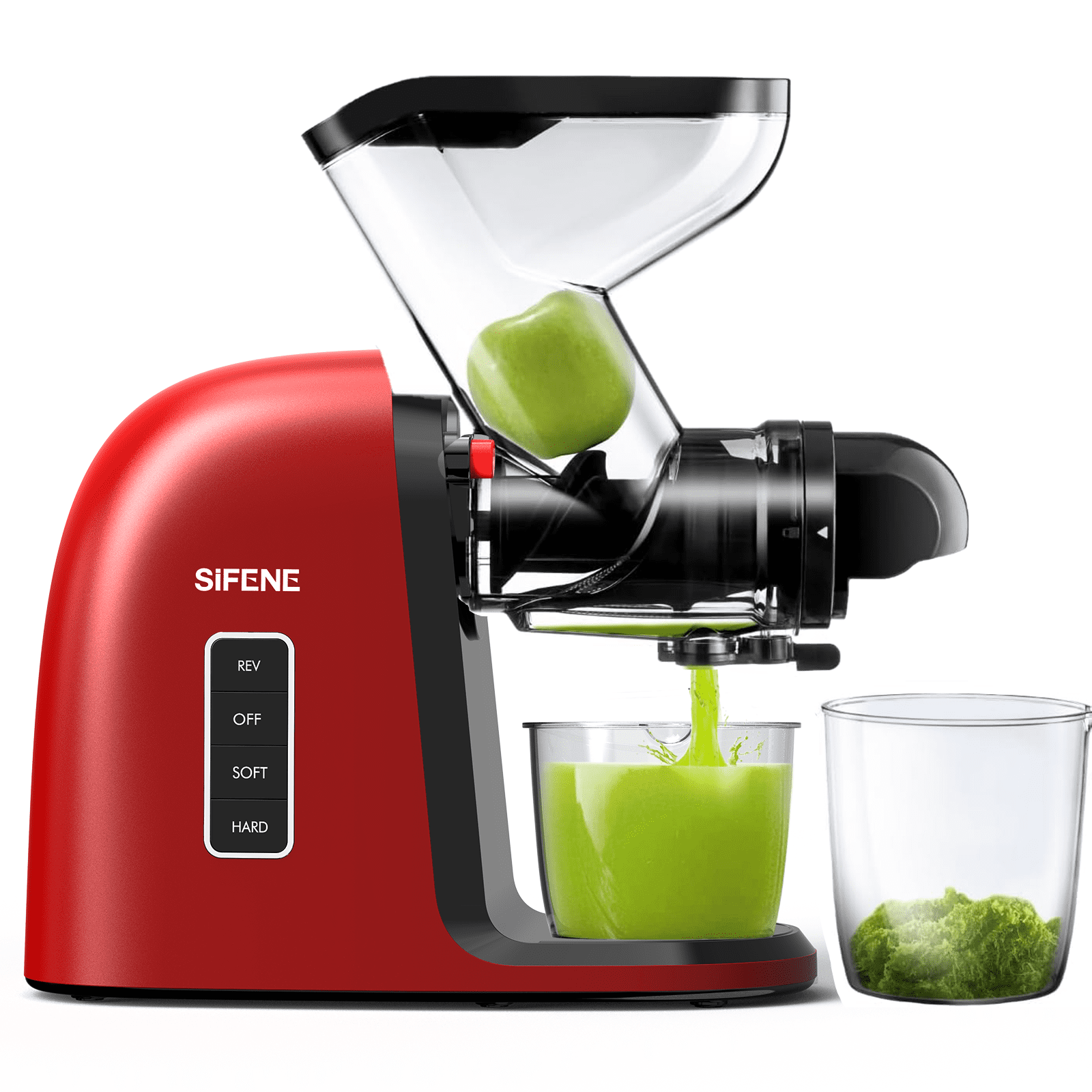 SIFENE Cold Press Juicer Machine, Dual 3" Wide Mouth, 250W Slow Masticating Machine, BPA Free, Red, New