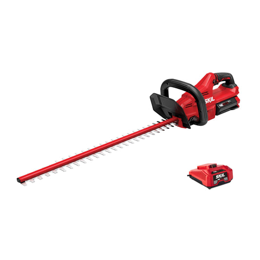 SKIL PWR CORE Brushless 40V 24-inch Hedge Trimmer, Dual Action Steel Blades, 2.5Ah Battery and Charger