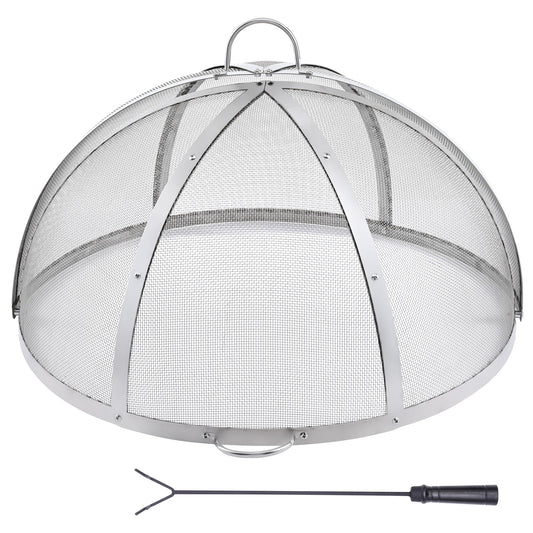 SKYSHALO 36" Round Firepit Spark Screen Cover Lid, Made of Stainless Steel for Wood Burning