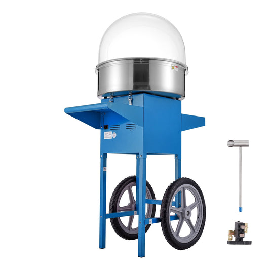 KFFKFF Electric Cotton Candy Maker on Wheels, 1000W Professional Sugar Floss Machine with Protective Lid, Metal Bowl, Sugar Spoon & Storage, Ideal for Domestic Celebrations, Children's Birthdays
